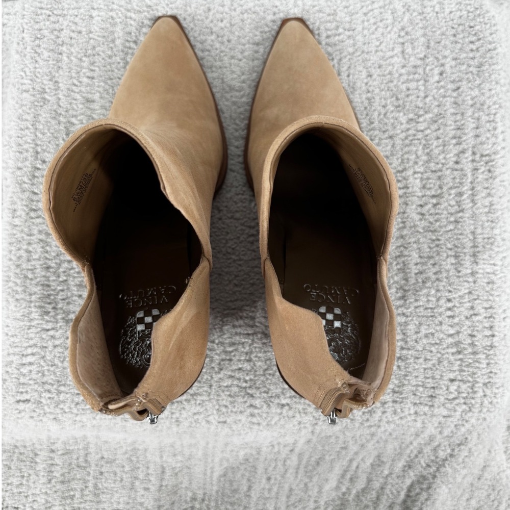 Vince Camuto Gigietta Tan Suede Pointed Toe Cutout Ankle Booties 8.5M